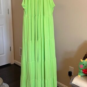 Pink Lily Lime Green Tiered Maxi Dress